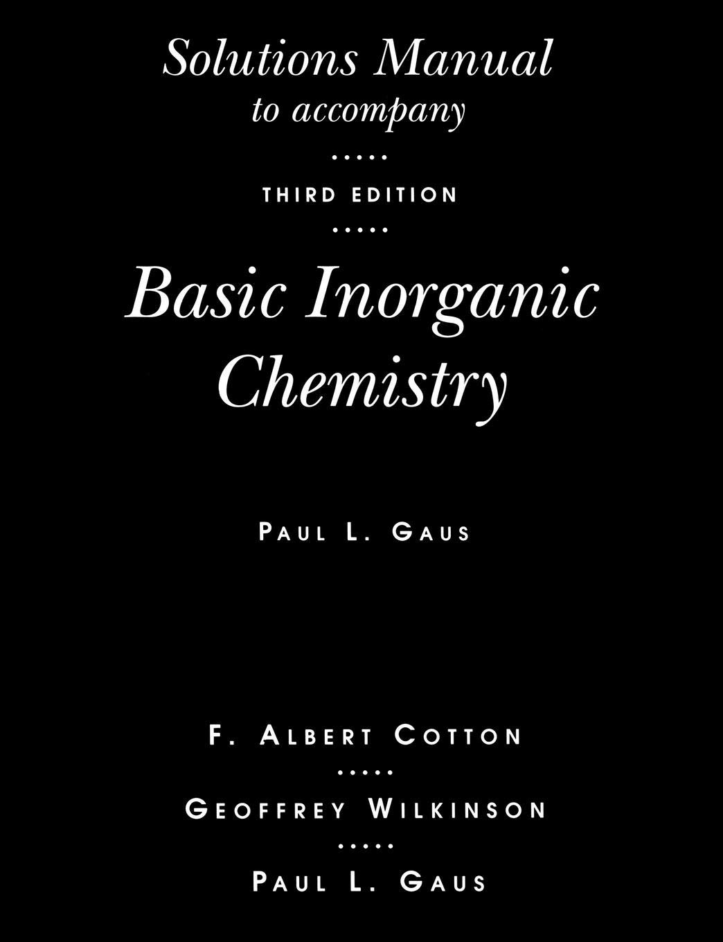 Buy Basic Inorganic Chemistry: Solutions Manual Book Online at Low Prices  in India | Basic Inorganic Chemistry: Solutions Manual Reviews & Ratings -  Amazon. ...
