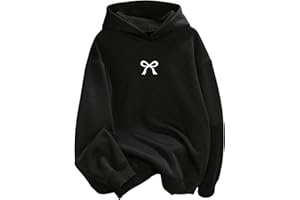 RoseSeek Girl's Bow Graphic Long Sleeve Hoodie Hooded Neck Casual Sweatshirt Pullover Tops