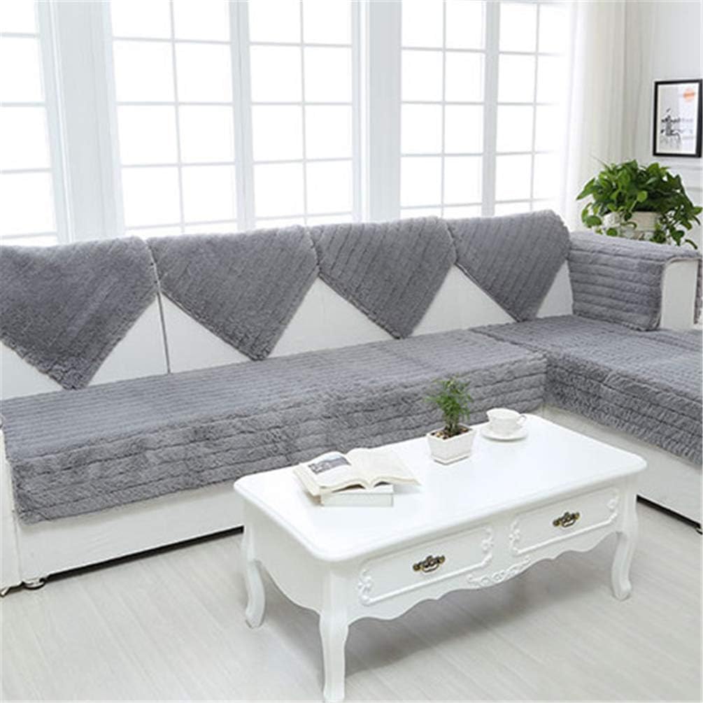 JITIAN Sofa Cushion of European Hairy Non Slip Solid Color Settee Cover