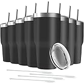 Deitybless 30oz Tumbler Vacuum Insulated Travel Mug with Lids, Stainless Steel Double Wall Bulk Cup for Home, Office, Outdoor Suitable for Vehicle Cup Holders(Set of 8, Black)