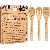 Gifts for Daughter - "Recipe for a Special Daughter" Daughter Birthday Gifts Cutting Board Set, Bamboo-Made Engraved Utensil Set Birthday Gifts for Daughter, Daughter Gifts