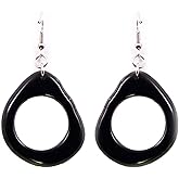 Tagua Nut Earrings Black Slices Handmade Fair Trade, Lightweight by Florama Natural Jewelry
