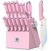 imarku Knife Set with Block, Sharp Knife Set with Built-in Sharpener, Japanese Stainless Steel Kitchen Knife Set with Non-Sli