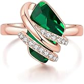 Leafael Wish Stone Women's Adjustable Open Ring Crystal Birthstone Jewelry Gifts for Women, Rose Gold Plated or Silver Tone, Size 6.5-8