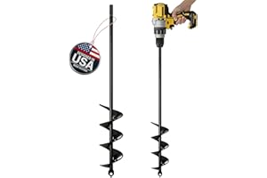 K-Brands Auger Drill Bit for Planting – 1.8 x 14.6 Inch - Garden Spiral Hole and Bulb Planter Tool for Umbrella Holes - 3/8 I