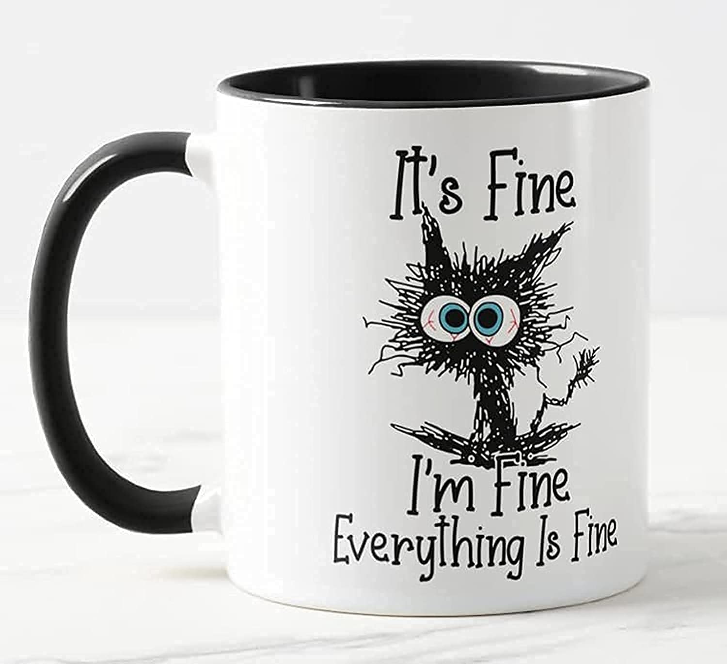 Vixar It's Fine Everything is Fine Colorful Mug Birthday Work Christmas Tea Coffee Mug (Black)