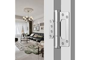 EEGOOWA Self Closing Door Hinge,5 "Non-Mortise Door Hinges,with Silent Hydraulic Buffering,Spring Hinge,175° one-Way Internal Opening,Adjustable Closing Speed and Force(2, Silver)