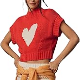 DSORVICD Women Cute Sweater Vest Top Y2k Cap Sleeve Knit Sweater Cable Mock Neck Knit Vest Tie Sweater Tank Top 2024 Knitwear