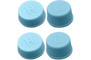 TYPOGROVE 4Pcs Blue Replacement Valve Caps for Car Air Conditioning, Leakproof R134a AC System Charging Port Caps (High and Low Pressure) Valves, Low Pressure ac Cap, Low Pressure ac Cap, ac Caps for Cars
