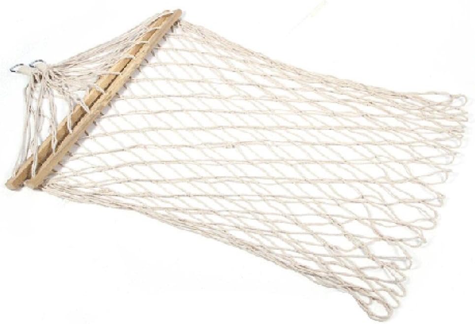 Wgwioo Outdoor Mesh Hammock Portable Collapsible Swing Bed,Cotton Rope And Wood Bar,For Yard Camping Travel,18080Cm
