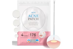 TKTK Acne Pimple Patches + Pimple Extractor, 4 Sizes 176 Patches for Zit Breakouts, 2-in-1 Blackhead Remover & Pimple Popper Tool, Hydrocolloid Acne Spot Treatment with Tea Tree & Calendula Oil
