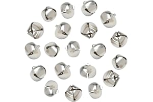 JANEMO 20 PCS Christmas Bells,1 Inch Jingle Bell,Jingle Bells for Crafts,Party Decorations, Christmas Decorations,Silver (Silvery)