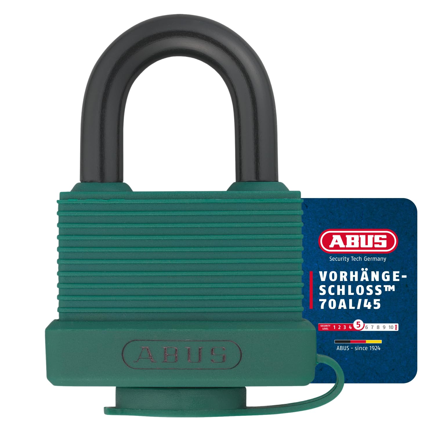 ABUS 50256 70 al/45 Lucchetto in ottone 45 mm con arco in alluminio/protezione speciale verde