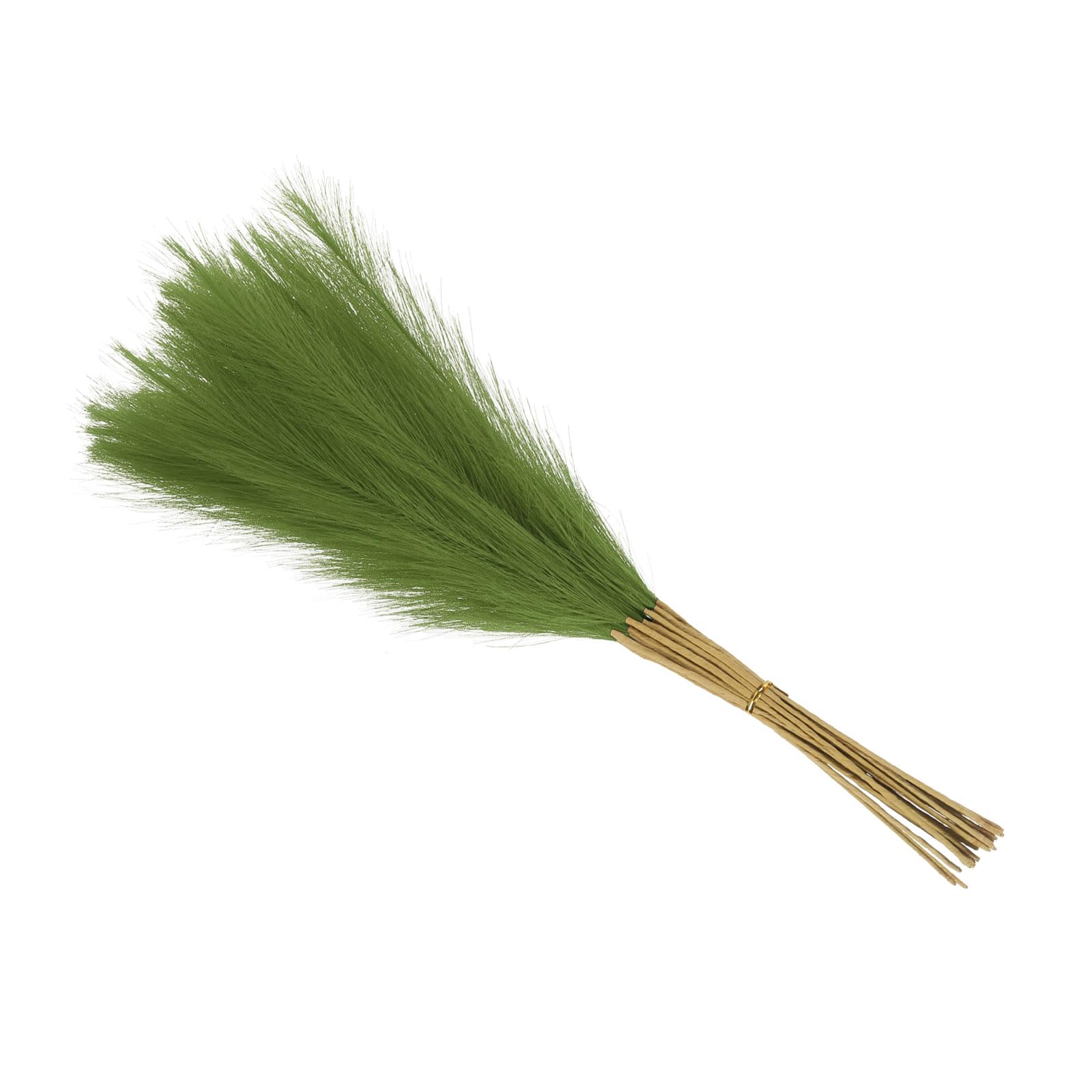 Rebower Faux Pampas Grass Fake Pampas Grass Decor, [for Living Room Party Wall Vase Wedding Decoration] - 21"/55cm / Grass Green / 15 Pcs