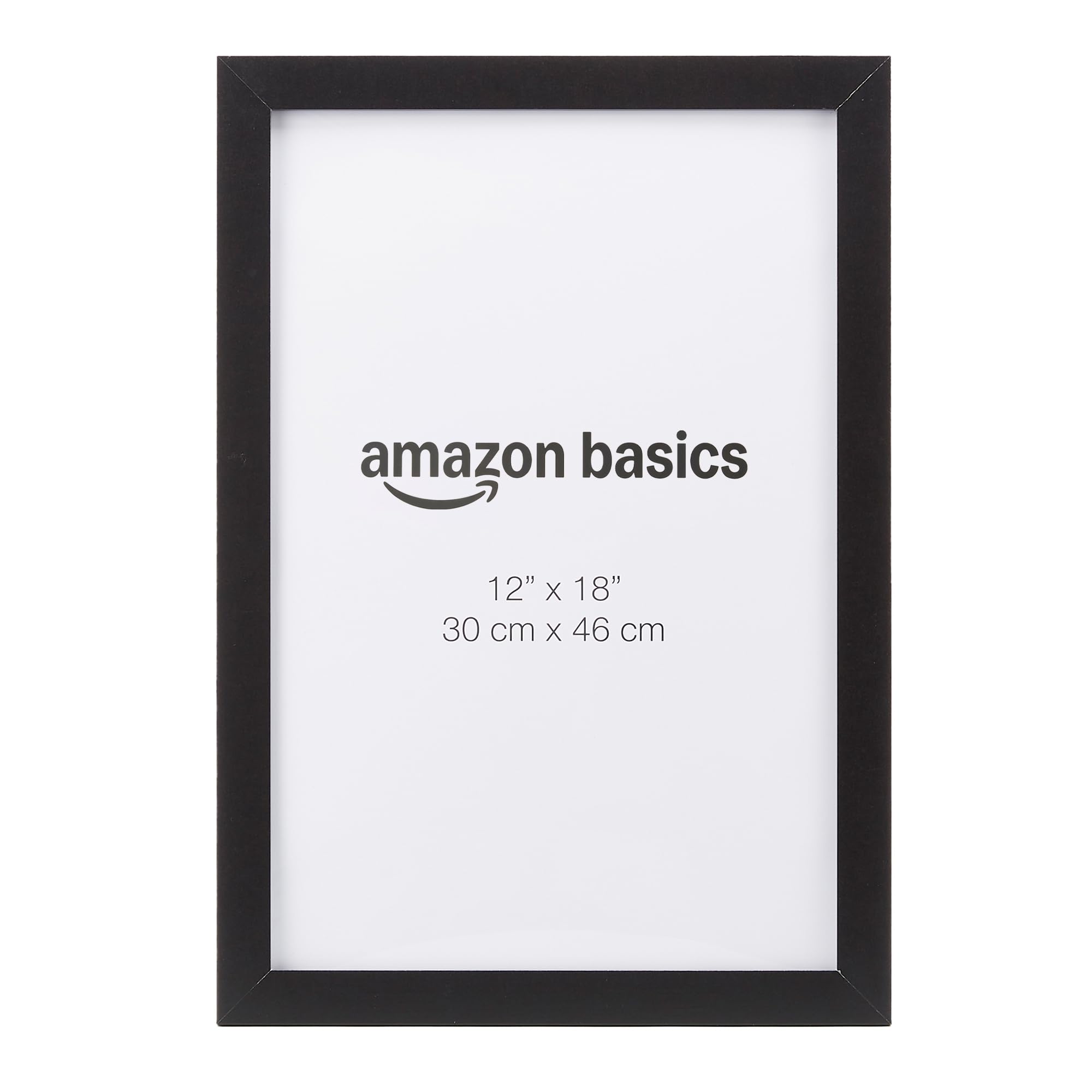 Amazon Basics Rectangular Wood Poster Frame, 12" x 18", Black