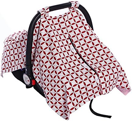 2 in 1 Carseat Canopy Cover and Nursing Cover - Universal Fit Infant Baby Car Seat Canopy Stroller Cover | Best Baby Shower Gift for Breastfeeding Moms | Perfect for Both Girls and Boys (Red)