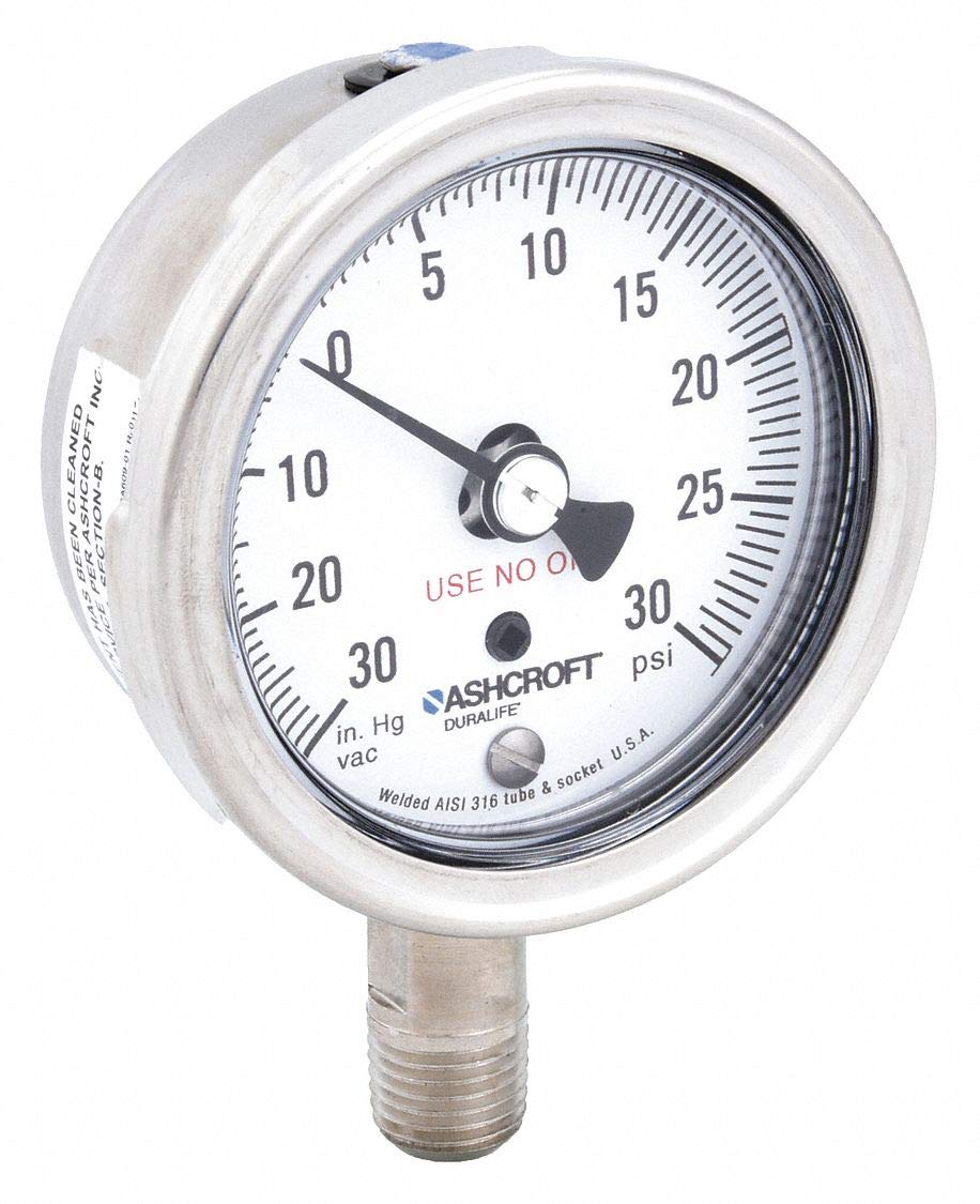 Compound Gauge, 30 Hg to 30 psi, 21/2In Industrial Pressure Gauges