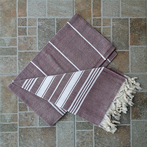 Dandelion - Basic Pattern - Naturally-Dyed Cotton Turkish Towel Peshtemal - 71x39 Inches - Burgundy