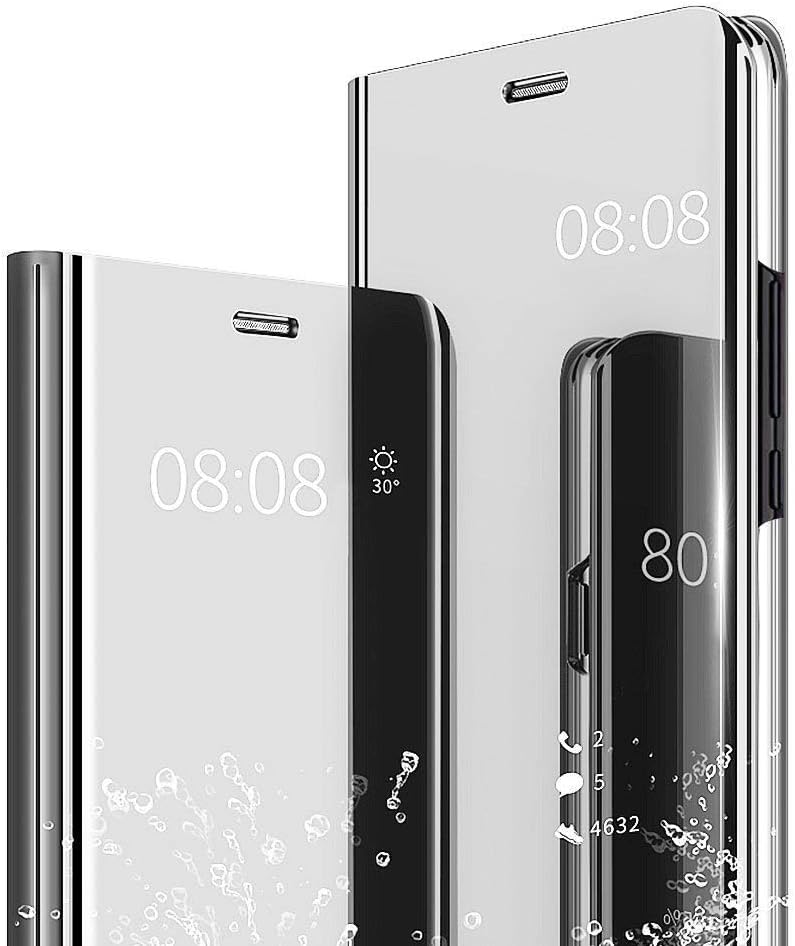 Mirror Case for Vivo Y91/Vivo Y95, Flip Case Clear View Cover Case Shell Mirror Plastic Shockproof Hard Case Cover Luxury Protective Case with Function Support - Silver