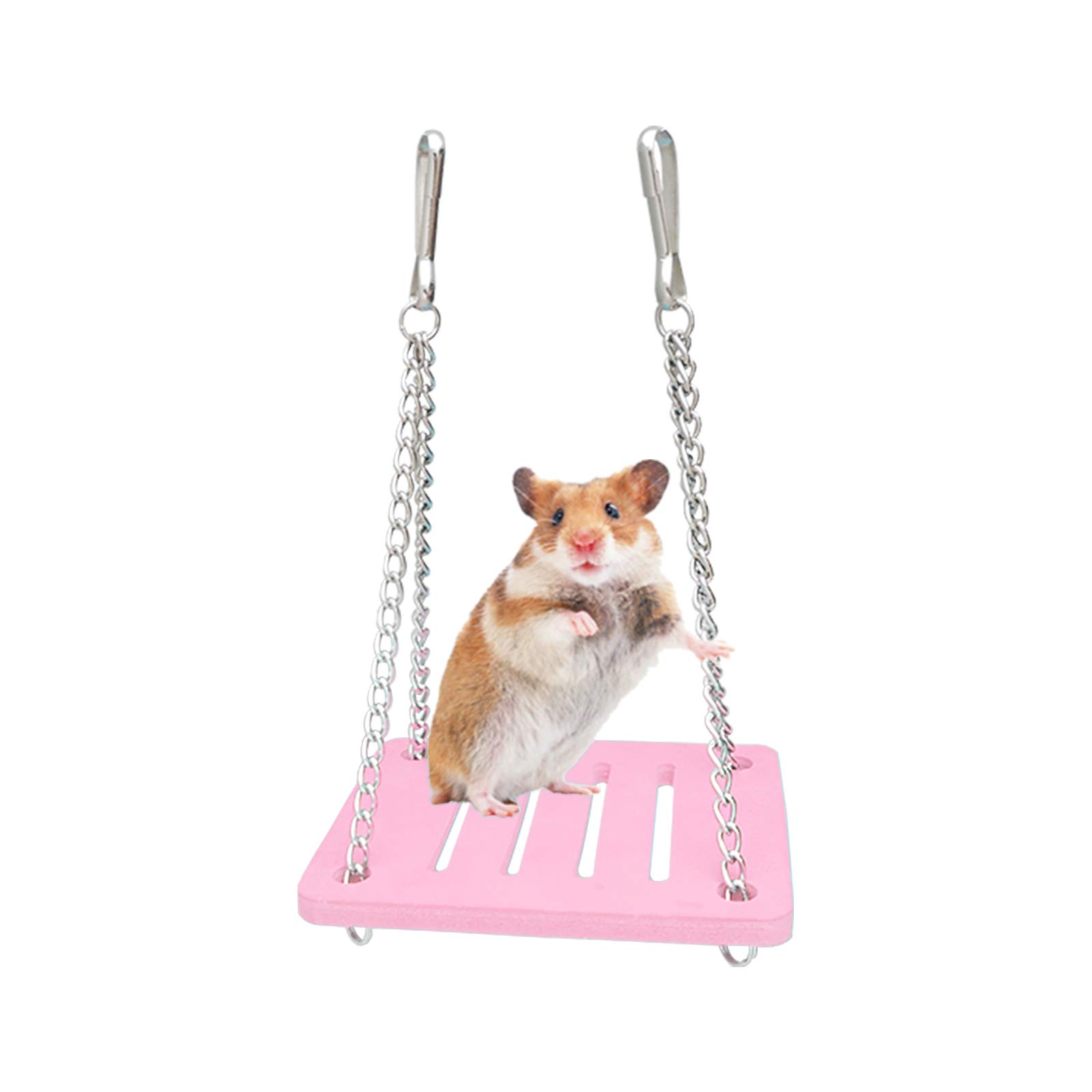 Andiker Hamster Toys, Hamster Swing, Small Animal Activity Toy Boredom Breaker, DIY Hamsters Cage Accessories for Small Pets (Pink, Swing)