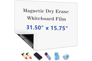 JUMUBOARD Self-Adhesive Dry Erase Whiteboard Sticker, 31.5" x 15.75" (80x40cm) Magnetic Receptive White Board Wall Film, No G