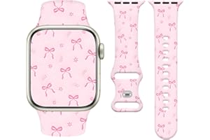 Watbro Cute Watch Band Compatible with Apple Watch Pink Bowknot Leopard Strap for Women Girls, Soft Silicone Compatible with 