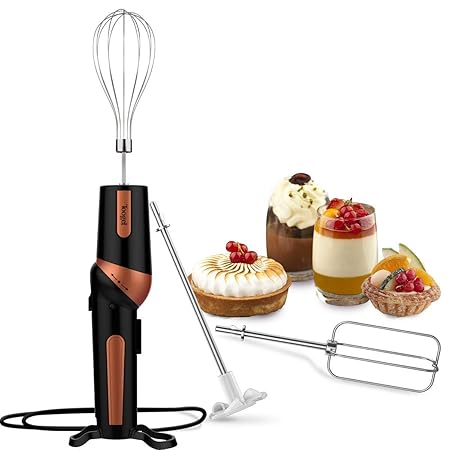 Handmixer Elektrischer Handrührer Ergonomisches Portable Handrührgerät inkl. Schneebesen, Quirl & Mixstab