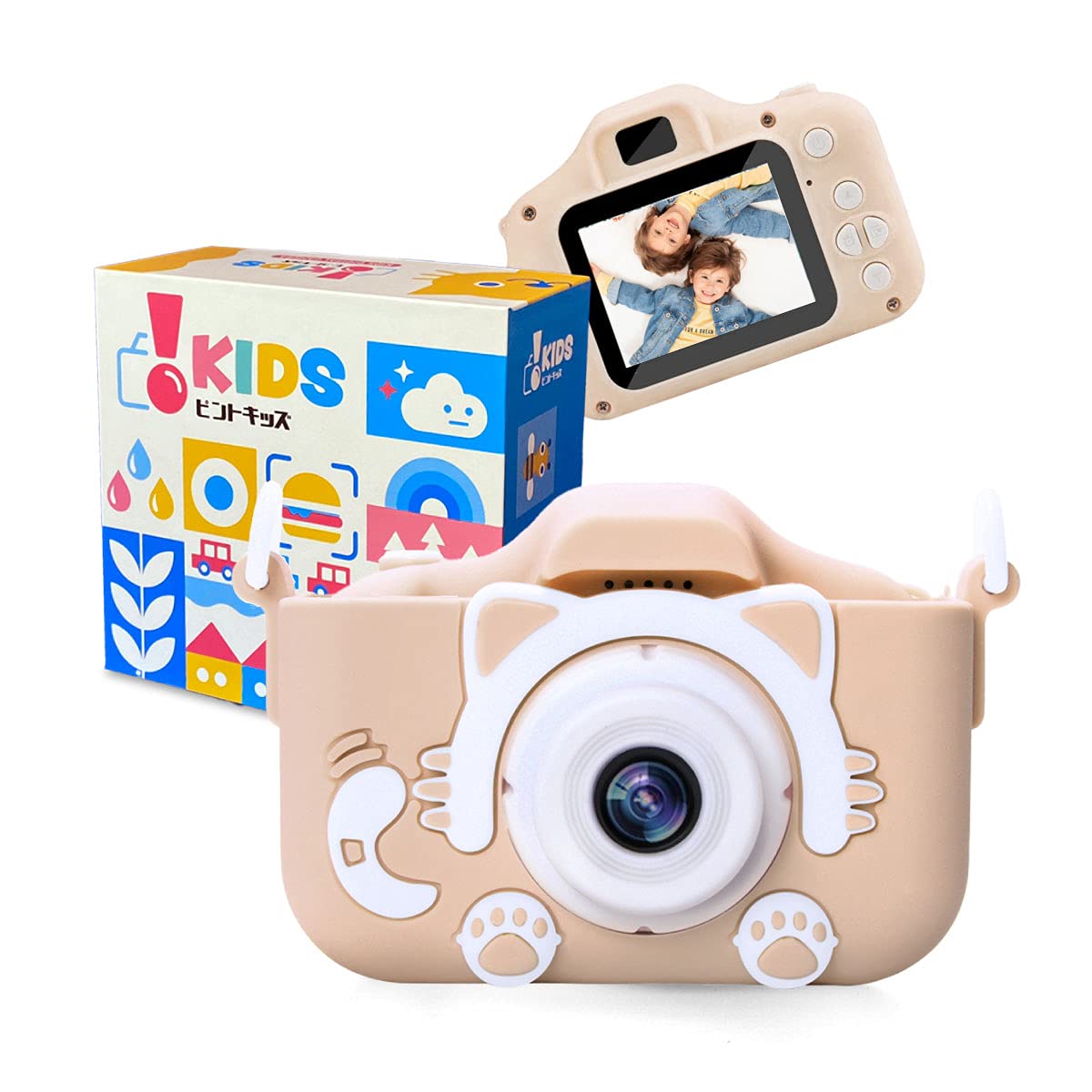 ピントキッズ ネコトイカメラ キッズカメラ 安全ストラップ付 (カフェオレ)商品画像