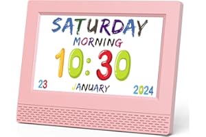 YKALL Kids Digital Alarm Clock Colorful, 7" Large LED Time Display Children's Sleep Trainer, Eye-Caring Digital Clock for Girls Boys Bedrooms Bedside, 17 Alarm Clock Settings Easy to Use Kids Birthday Gift