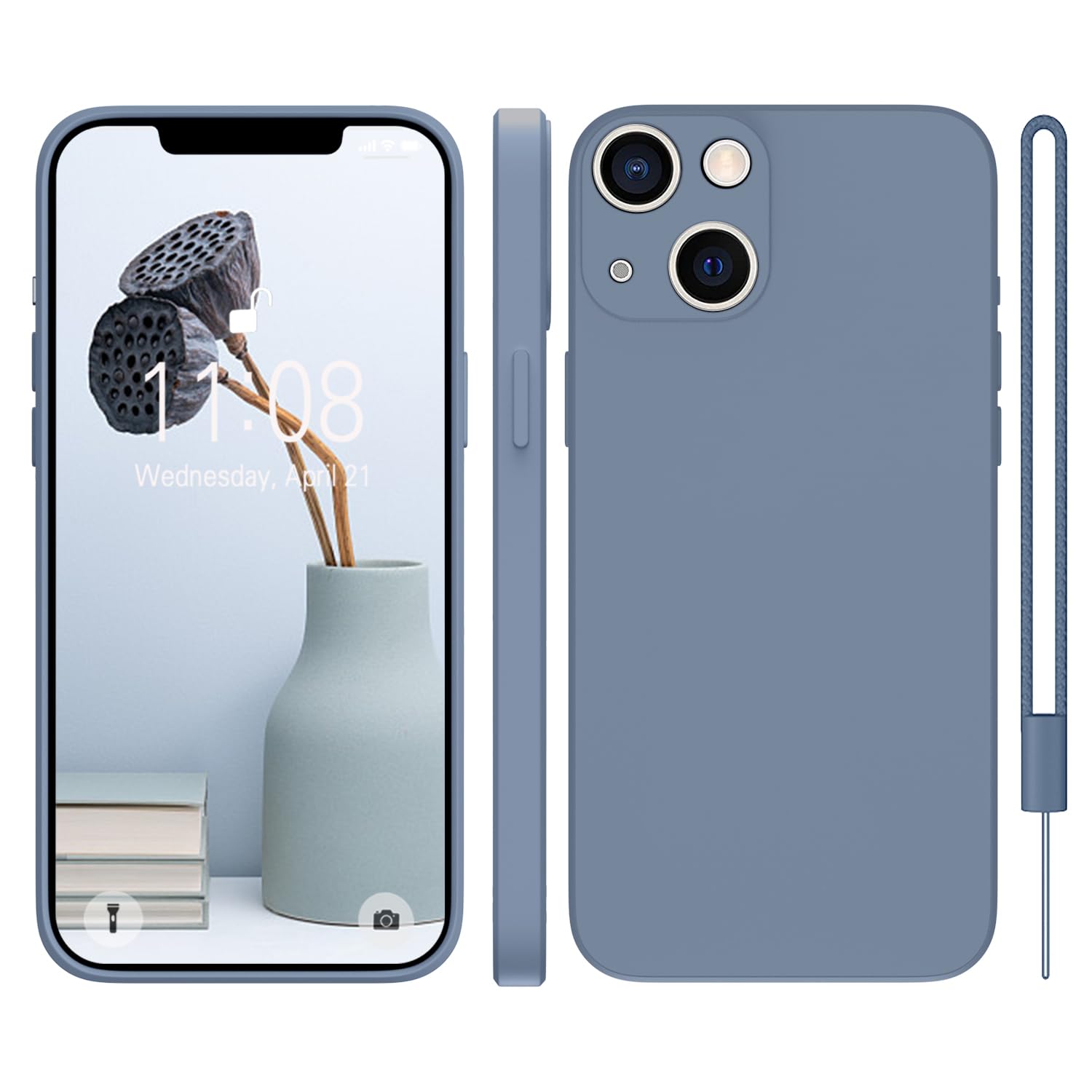 KPPIT for iPhone 13 Case Protective Case Silicone,Ultra Slim Soft Gel Anti-Scratch,Microfiber Lining,Rubber Shockproof Case Cover for iPhone 13 Lavender Gray,6.1 inch