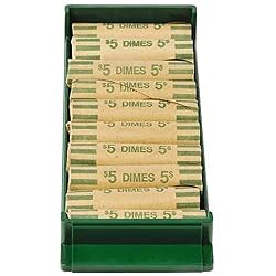 CONTROLTEK Dimes Coin Tray, 10 Compartments, Green