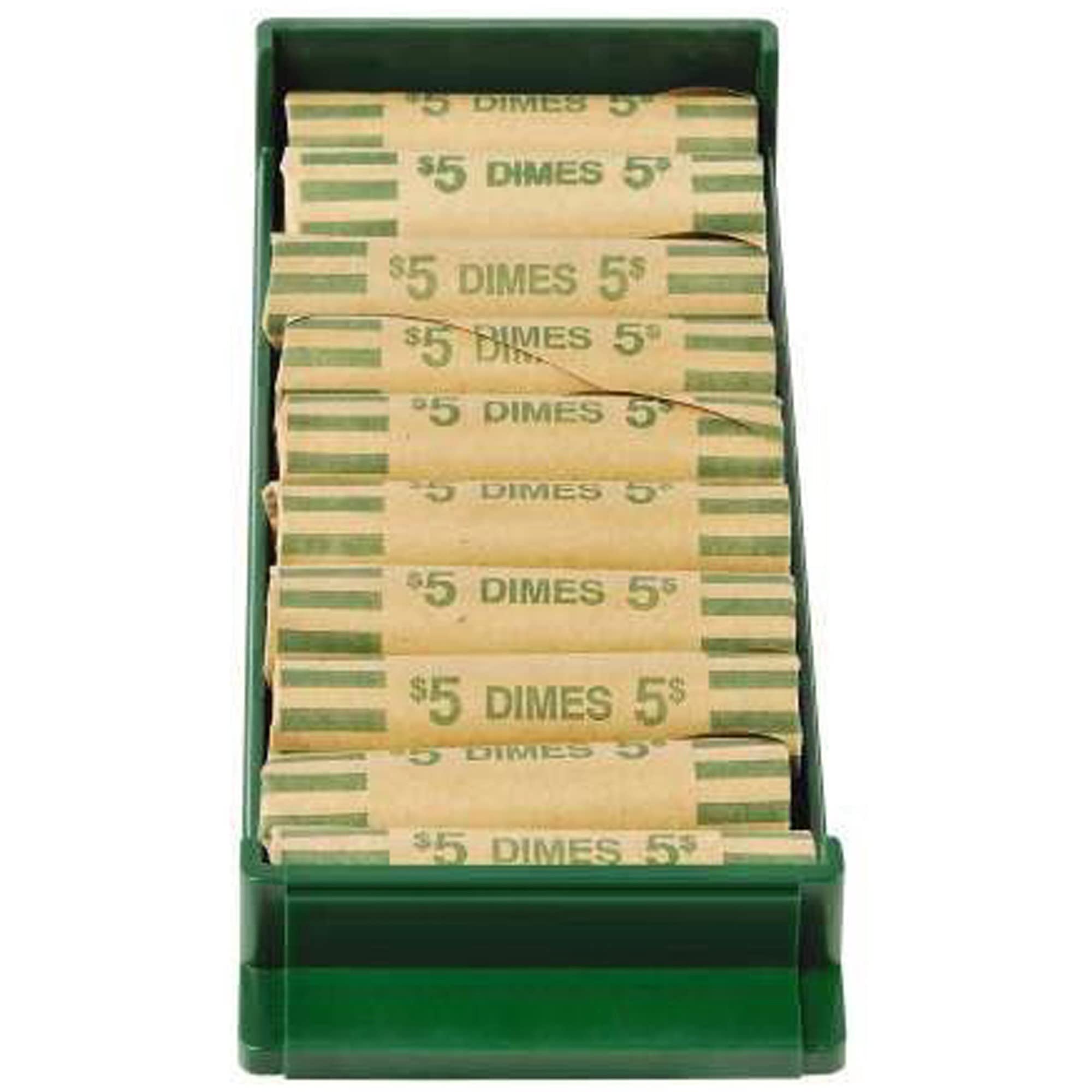 CONTROLTEK Dimes Coin Tray, 10 Compartments, Green