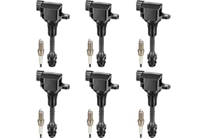 BDFHYK Set of 6 Ignition Coils pack UF401 & Iridium Spark Plugs NGK4469 Compatible with INFINITI FX35 G35 I35 M35 QX4 Nissan 350Z Altima Frontier 350Z 3.5L 4.0L V6 Replacement for C1439 22448-AL615
