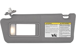 NHILES Driver Left Side Sun Visor Replacement Fits for Toyota Tacoma 2005-2015 Sunshade with Light 7432004210B0 Color Gray