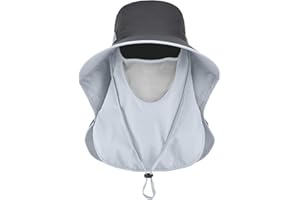 LCZTN UPF 50+ Sun Protection Cap Wide Brim Fishing Hat with Face & Neck Flap