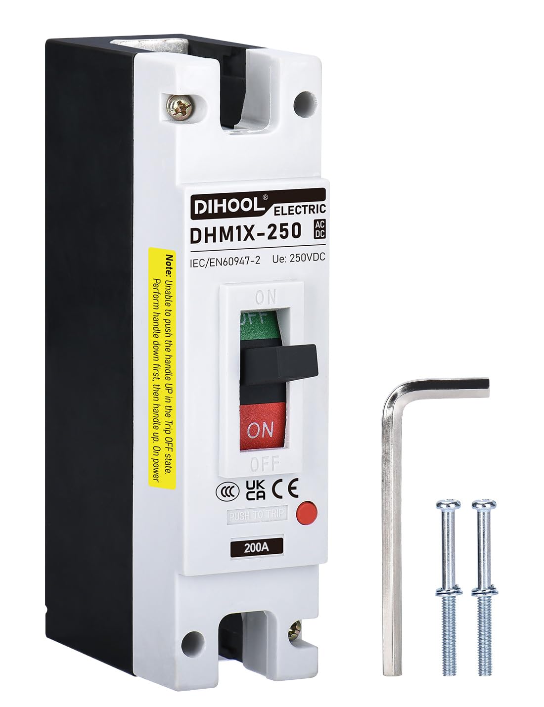 DIHOOL DC Molded Case Circuit Breaker,1 Pole 200 Amp 250VDC/240VAC MCCB,DC Isolator for Solar Panels PV System,Battery — image 1