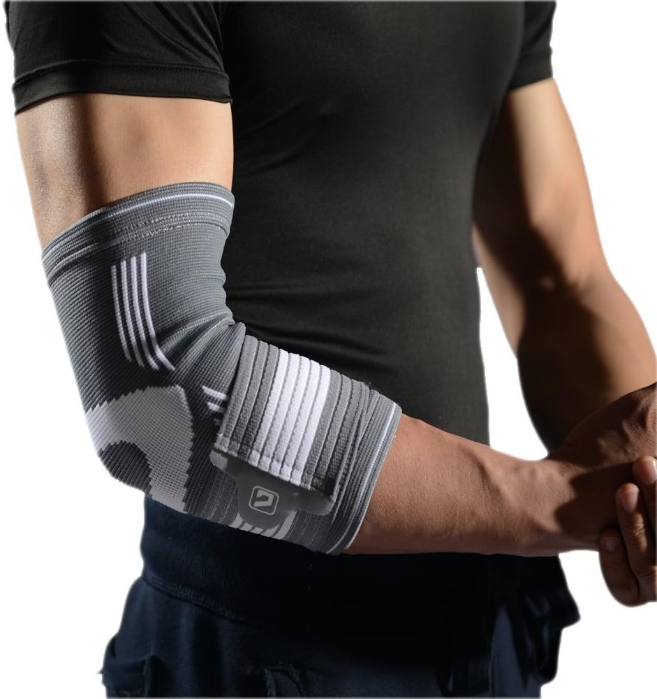 Liveup SPORTS Elbow Support Sleeve Brace Bandage with High Elastic Wraps -Best Support and Joint Recovery for Tennis, Tendinitis, Golfers, Weightlifting, Arthritis - Unisex for Men and Women LS5673