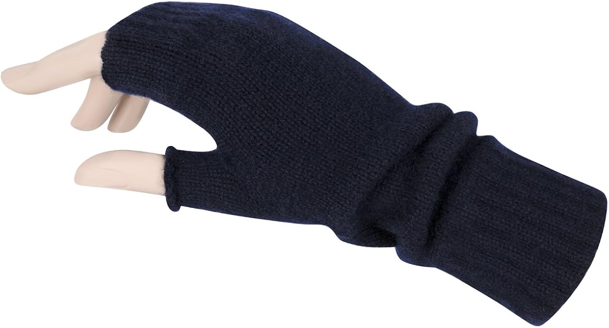 Women's Fingerless Mitts Pure Cashmere Made in Scotland (Black) at  Women’s Clothing store: Cold Weather Fingerless Gloves