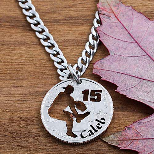 Personalized Baseball Pitcher Necklace, Engraved Name and