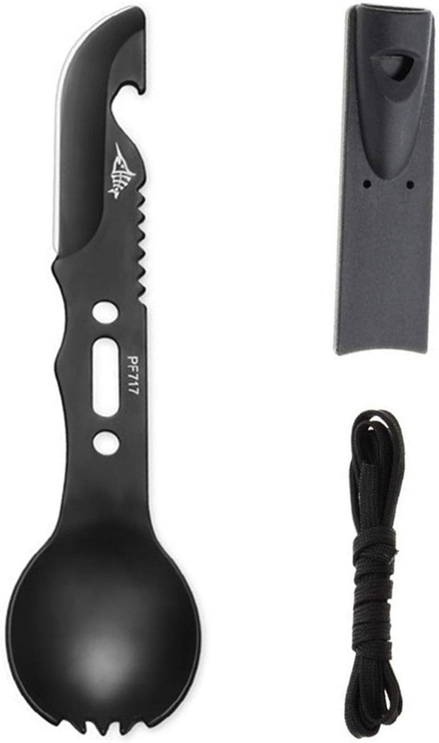 Triumphic Tactical Spork (Spoon Fork Knife),Multipurpose Camping Flatware with Bottle Opener/Whistle,Healthy Stainless Steel,Great Hiking Gear for Camping/Backpacking