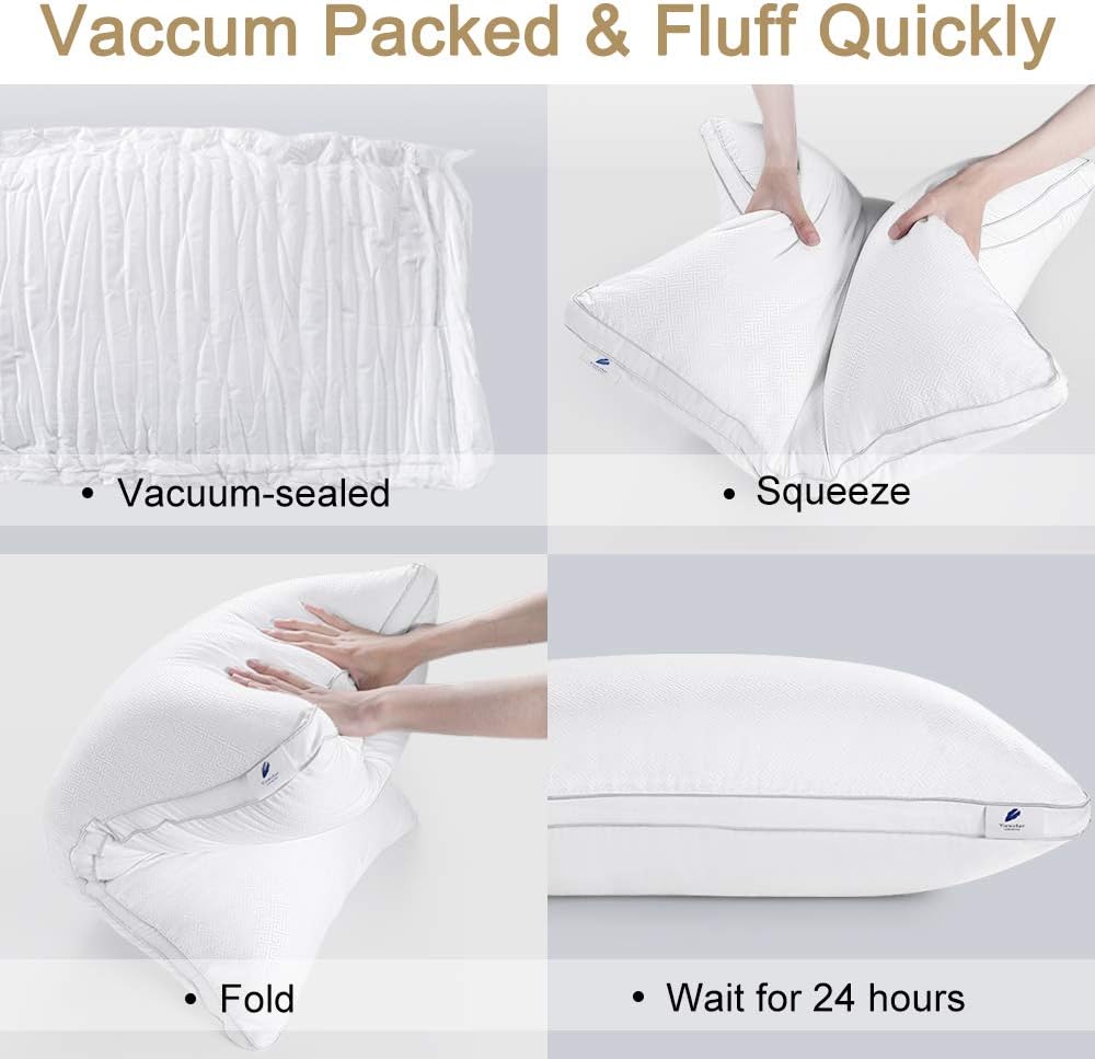 viewstar King Size Pillows for Sleeping, Bed Pillows 2 Pack Hotel Quality Pillow, Down Alternative Hypoallergenic Pillows for Side Back Stomach Sleepers, Soft and Supportive Gusseted Pillow (20x36): Home & Kitchen