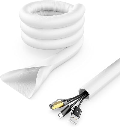 deleyCON 9.8ft Self-Closing Cable Conduit Management Sheath - White Nylon