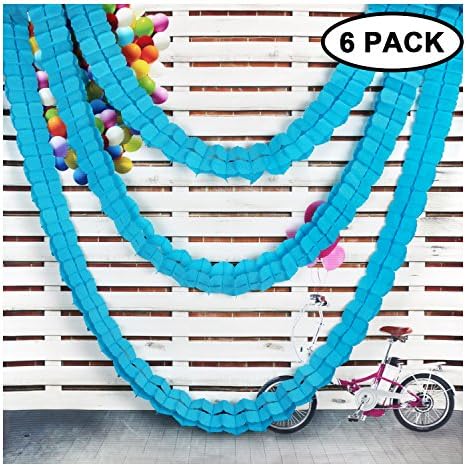 Scott Malone Pack of 6 Four-Leaf Clover Tissue Paper Flower Hanging Garland Blue