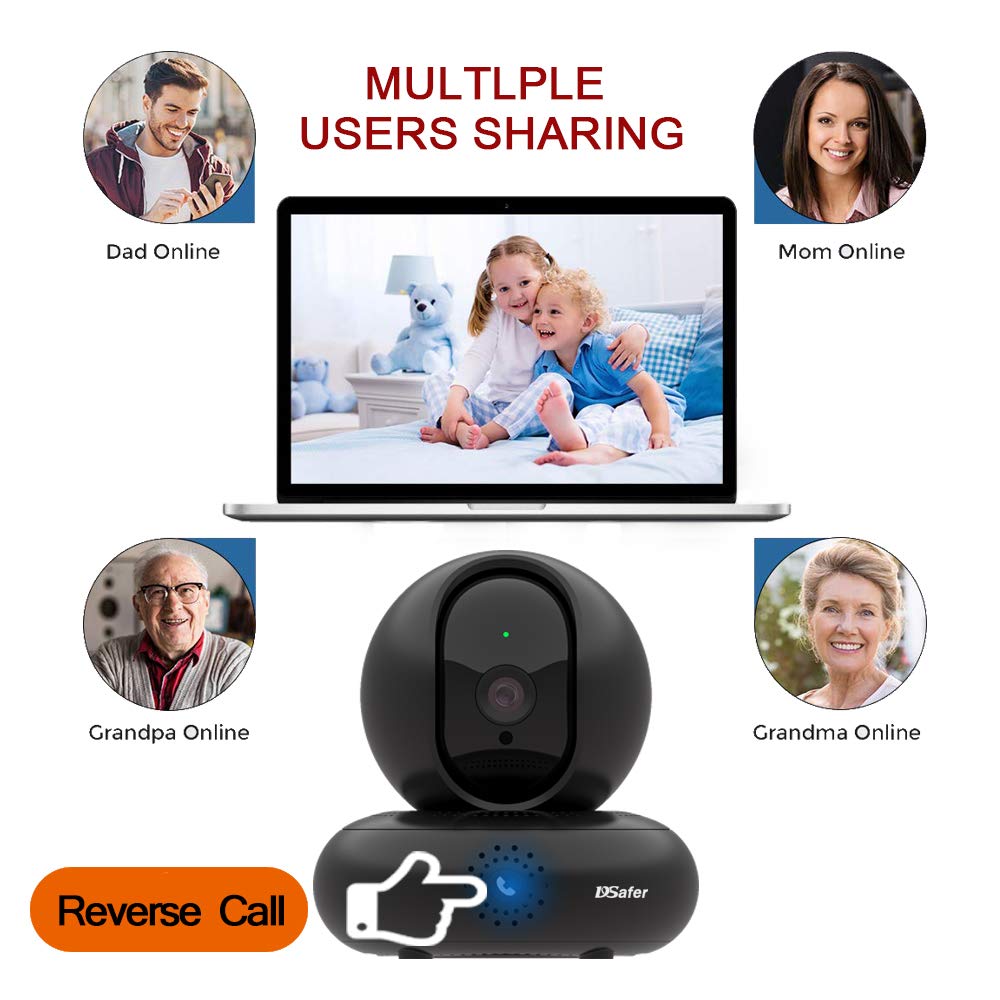 Indoor WiFi Camera, 360 Wireless Security Camera with Active Calling, 2.4ghz 1080P Night Vision WiFi IP Dome Cameras with 2 Way Audio for Home Security, Remote Surveillance Monitor for pet Dogs Black