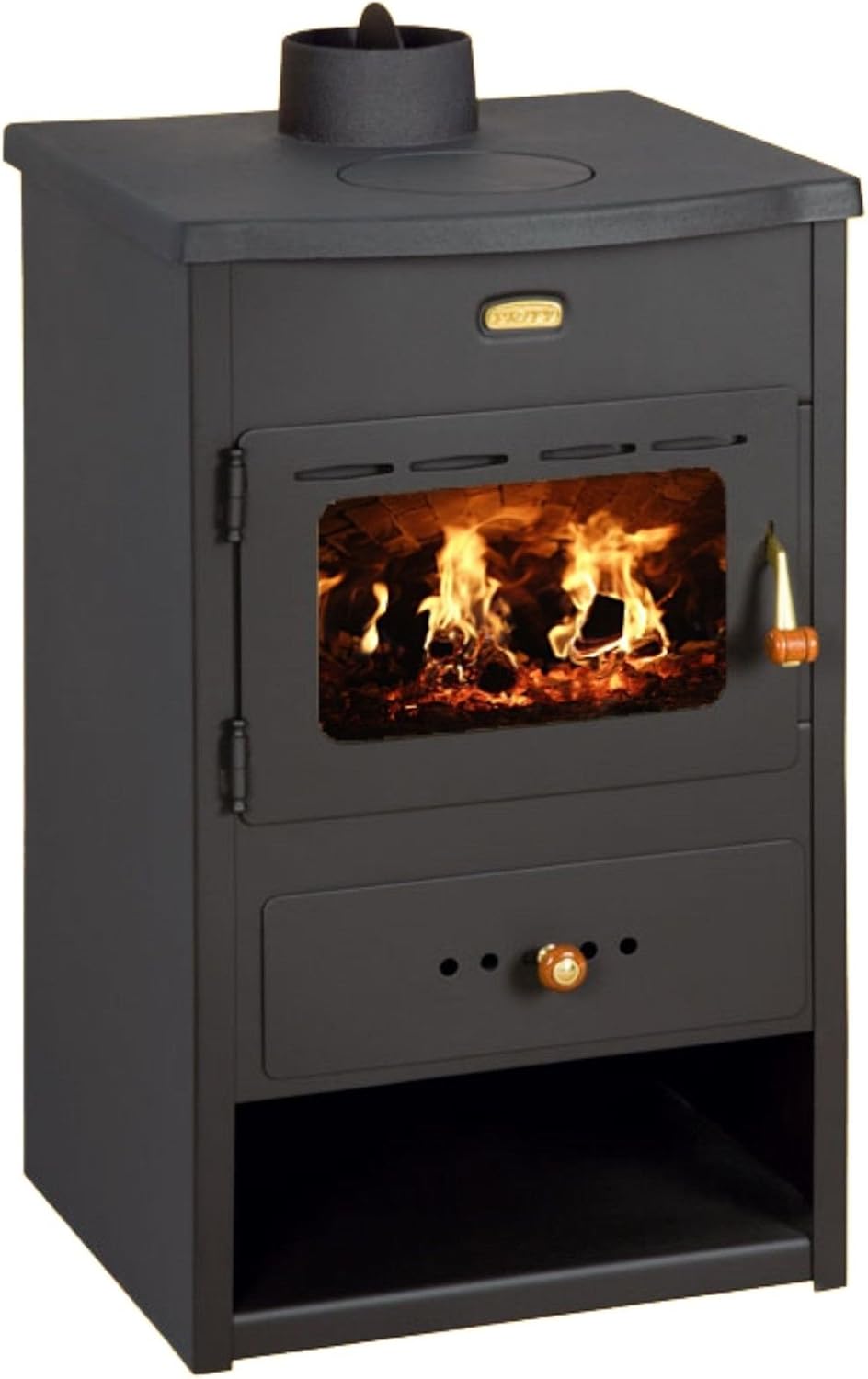 Estufa de leña de hierro fundido cubierta de la madera para chimenea