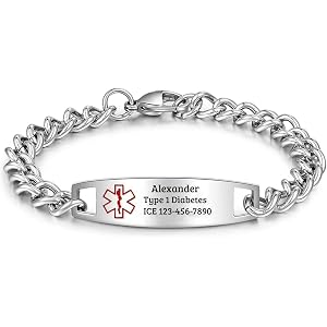 Sitycmt Personalized Medical Alert Bracelets for Women & Men, Engraving Customizable Emergency Medical ID Bracelets, Stainles