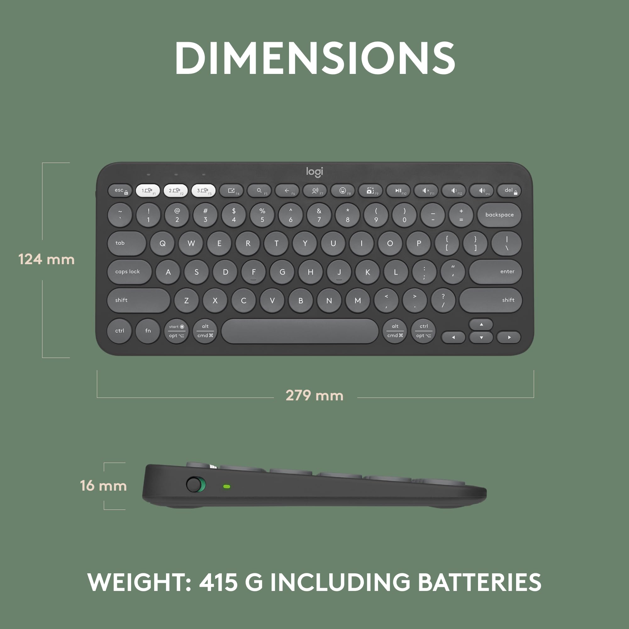 Logitech Pebble Keys 2 K380s, Multi-Device Bluetooth Wireless Keyboard with Customisable Shortcuts,Slim and Portable,Easy-Switch for Windows/macOS/iPadOS/Android/Chrome OS, QWERTY UK Layout, Graphite