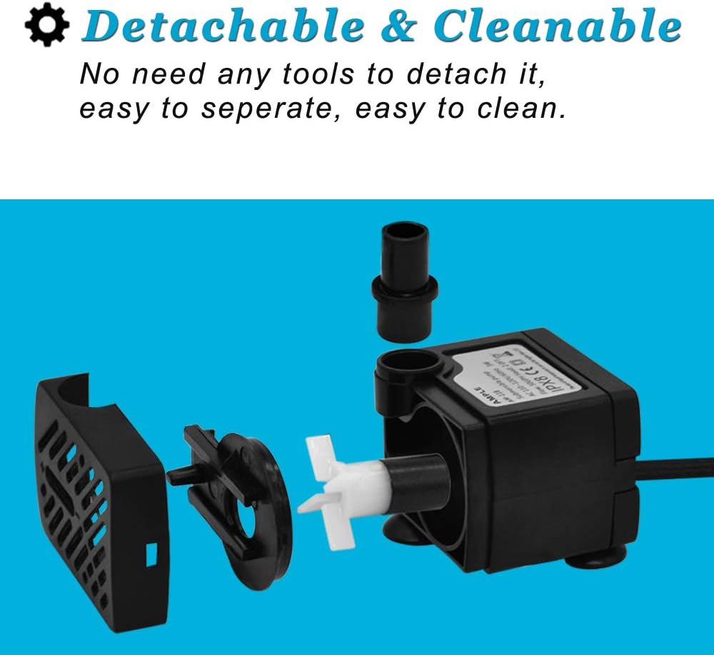 DOMICA Mini Submersible Water Pump, Small Fountain Pump (3W 50GPH) for Pond, Aquariums, Fish Tank, Tabletop Fountain, Pet Fountain, Indoor or Outdoor Fountain : Garden & Outdoor