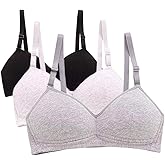 MANJIAMEI Women Teen Girls Thin Cotton Breathable Sports Bra Wire Free Push up Running A-Cup Bra Solid