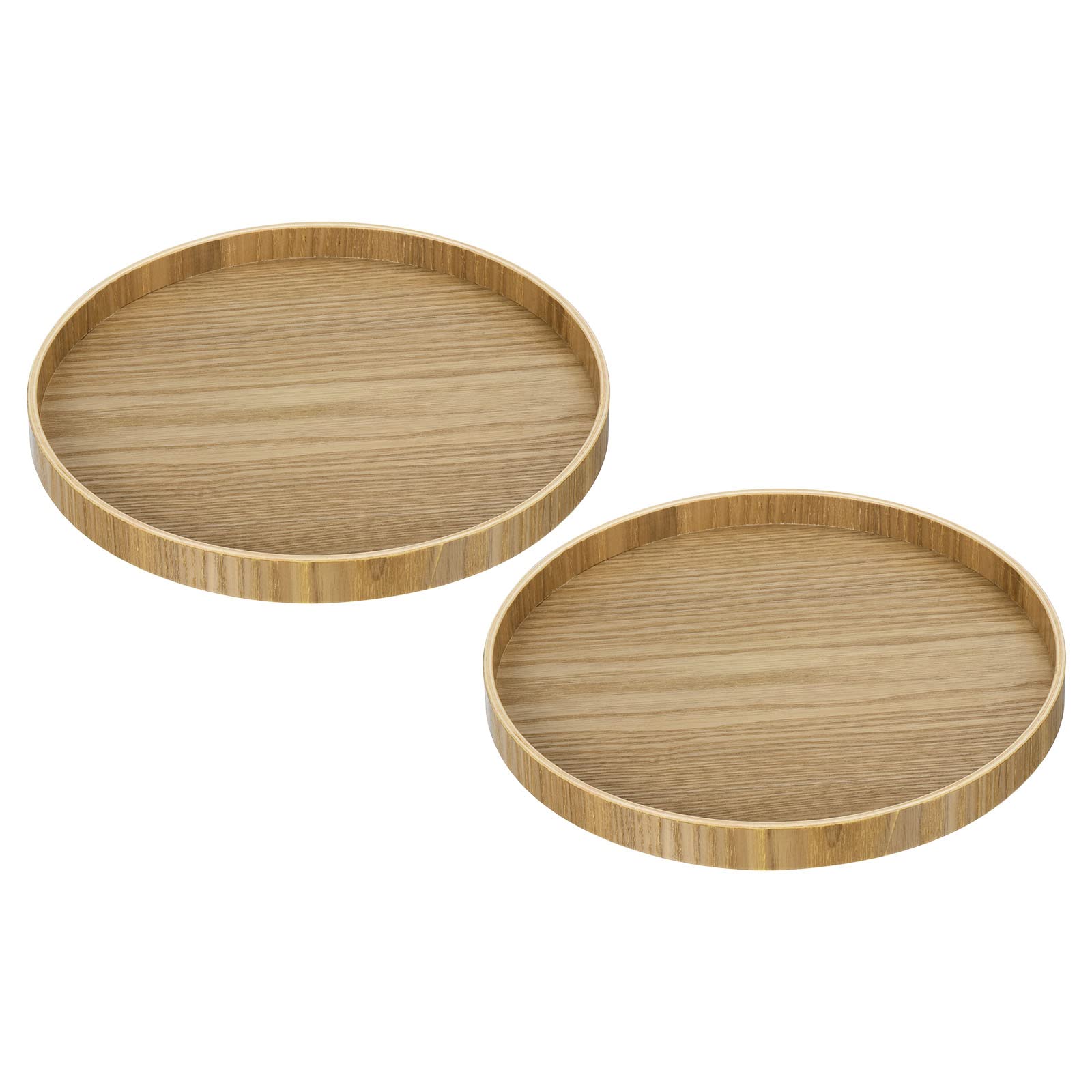 PATIKIL Wood Serving Tray 9 Inch, 2 Pack Round Decorative Platter for Home Decor Kitchen Table Candle Holder